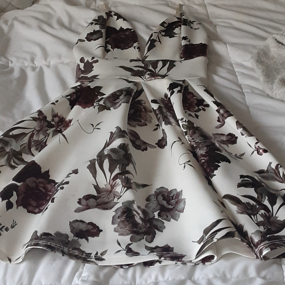 Dress with metallic floral print